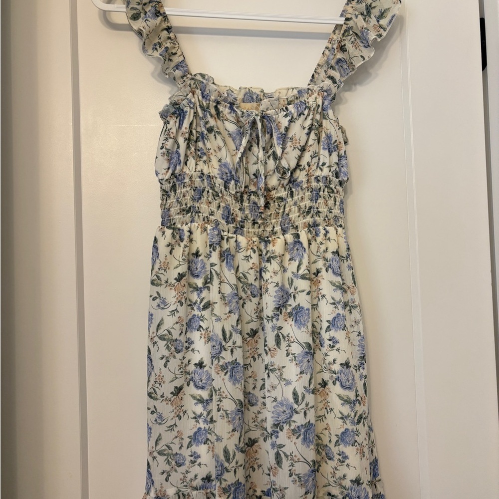 Altar'd State Blue and Cream Floral Mini Dress
